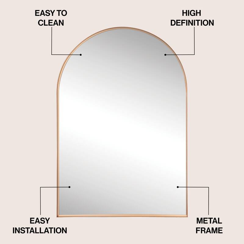 JONATHAN Y Elodie Arched Metal Framed Wall Mounted Mirror