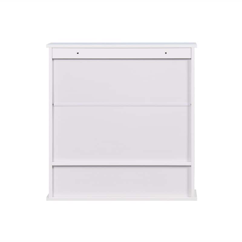 Bathroom medicine cabinet with mirror, double mirror door and living room adjustable shelf, white
