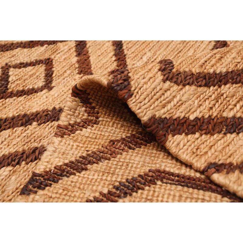 ECARPETGALLERY Braided Weave Palas Denizli Tan Hemp, Jute, Leather Rug - 5'2 x 7'6