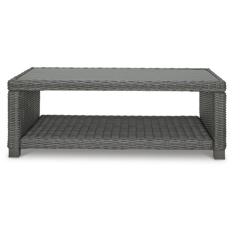 Signature Design by Ashley Elite Park Gray 3-Piece Outdoor Occasional Table Package - 49.75" W x 26.63" D x 17.75" H