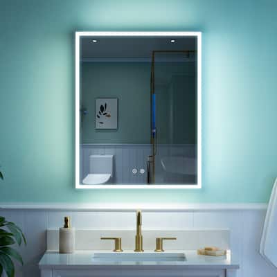 30'' H Recessed or Surface Frameless LED Mirror Cabinet With Defogger, Dimmer, Outlets & USB Ports 