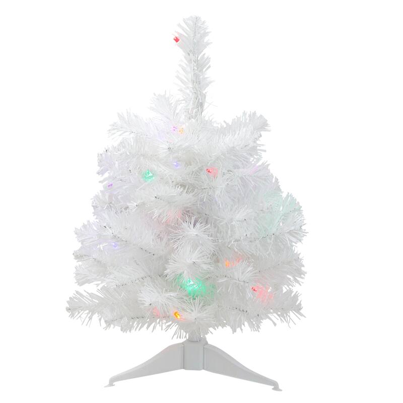 Pre-Lit Artificial Christmas Tree -18" - White - Multicolor Lights - 1.5 Foot