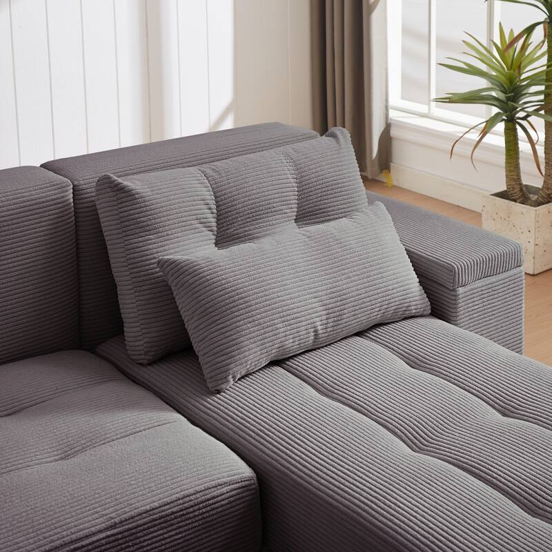 GDFStudio - Emerson Modular Corduroy 3-Seater Sofa with Storage and Customizable Design