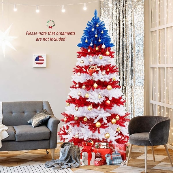 6 ft Artificial Christmas Tree Hinged Pre-Lit Xmas Tree with 11 Lighting Modes
