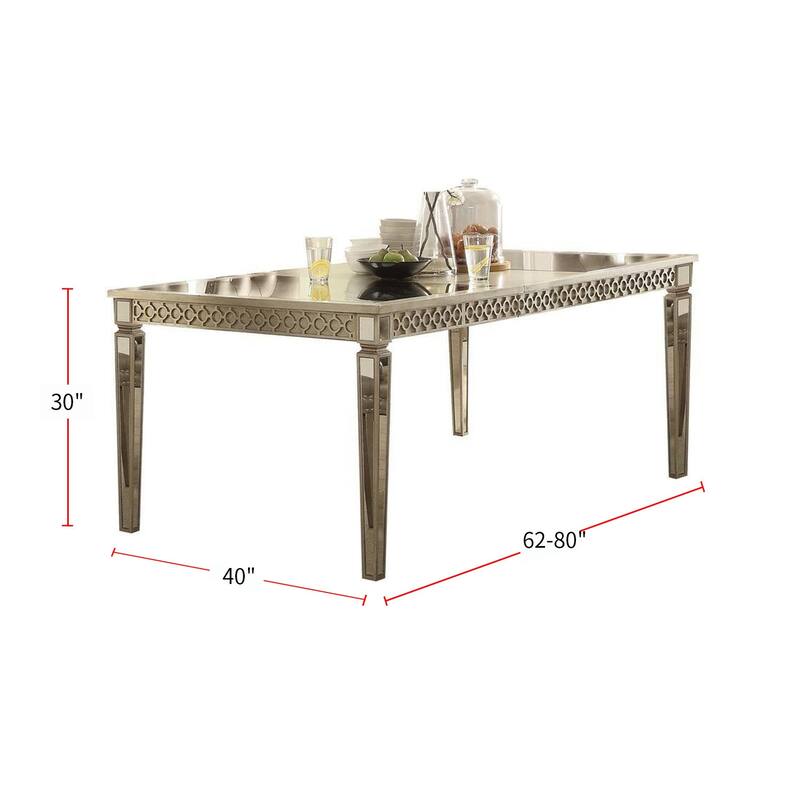 Extendable Rectangular Dining Table in Champagne Finish