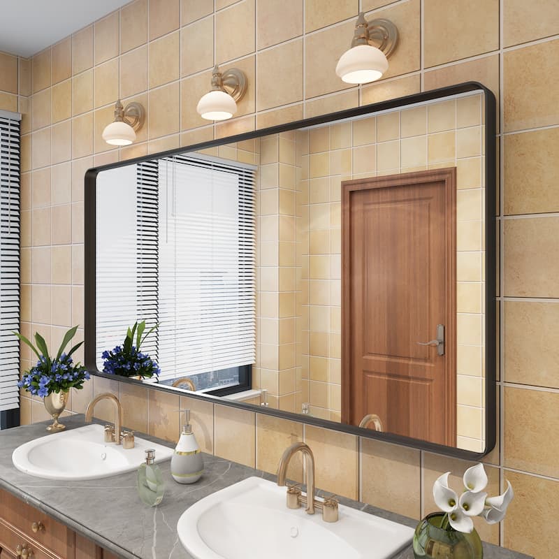 Bathroom Vanity Mirror with Aluminum Alloy Framed, Tempered Glass, Wall Mounted - 60x30