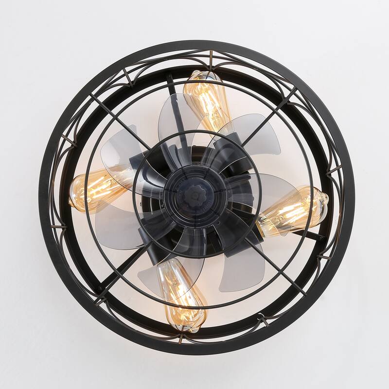 16.5-in Black Low Profile Ceiling Fan with Remote Control(7-blade)