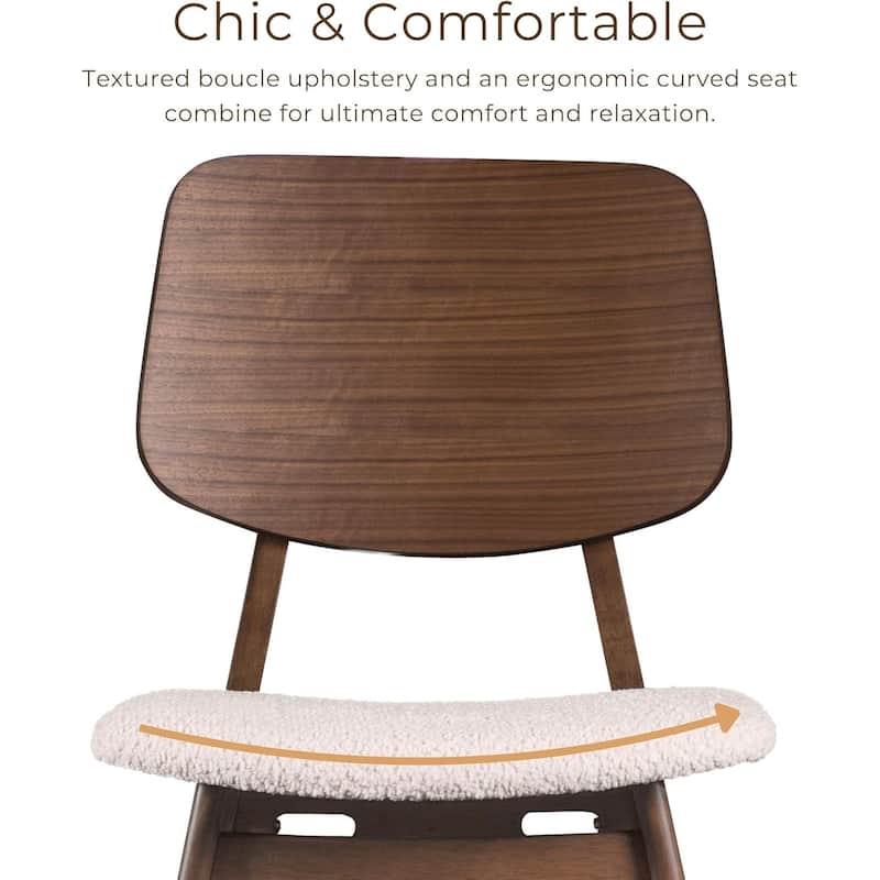 Mid Century Modern Walnut Finish Curved Back Side Chairs Set