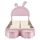 preview thumbnail 8 of 14, Kids Twin Velvet Upholstered Rabbit-Shape Platform Bed with 2 Storage Stools