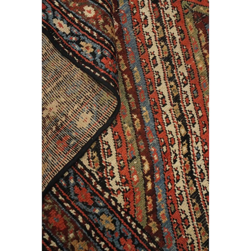 Hand Knotted Oriental 100% Wool Carpet Traditional Geometric Oranges & Rust Bakhtiari Area Rug - 8' 9'' X 4' 7''