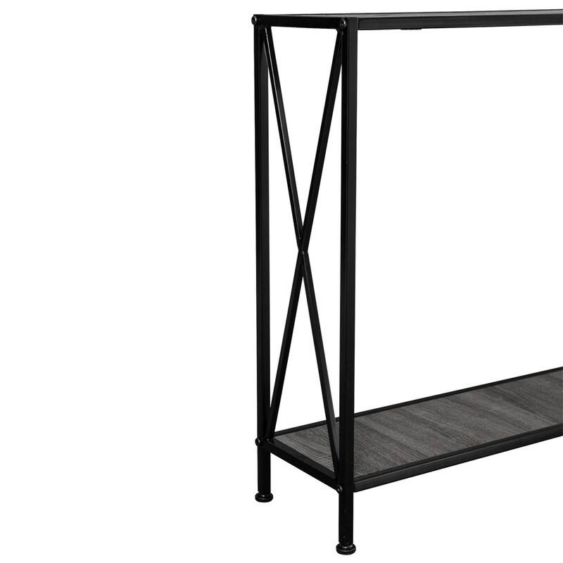 Modern 2-Layers Iron Base Console Table Grey