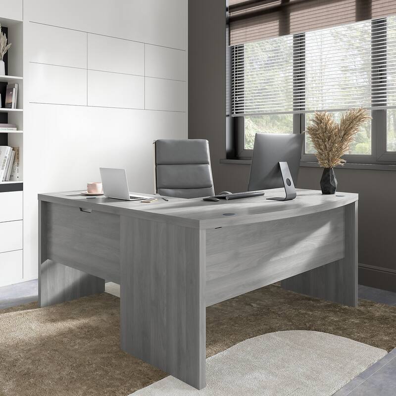 Echo L Shaped Bow Front Desk with Chair by Bush Business Furniture