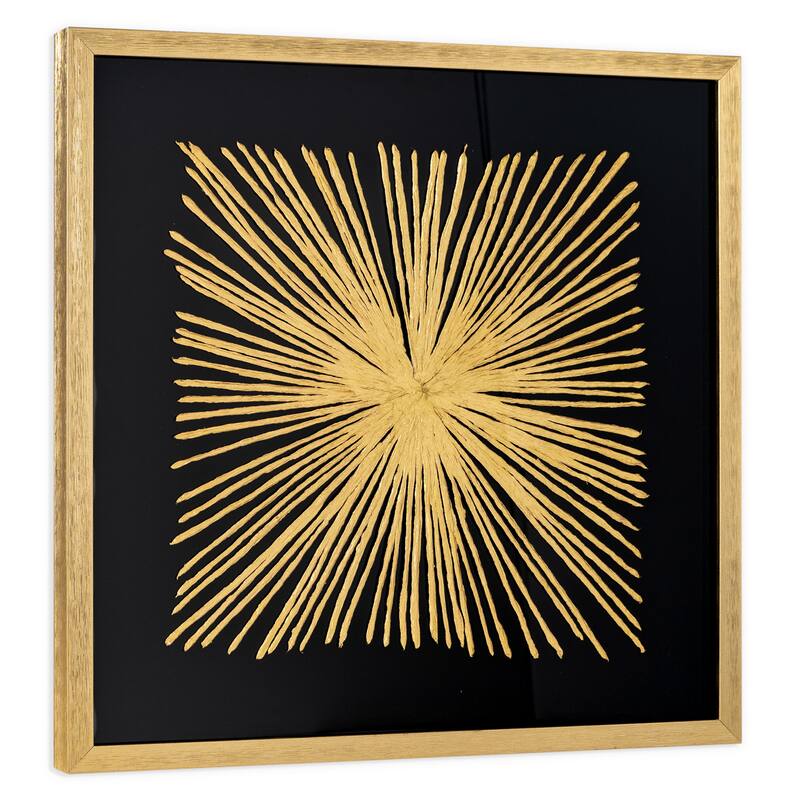 HomeRoots Starburst Gold Shadowbox Frame Textual Art Wall Art