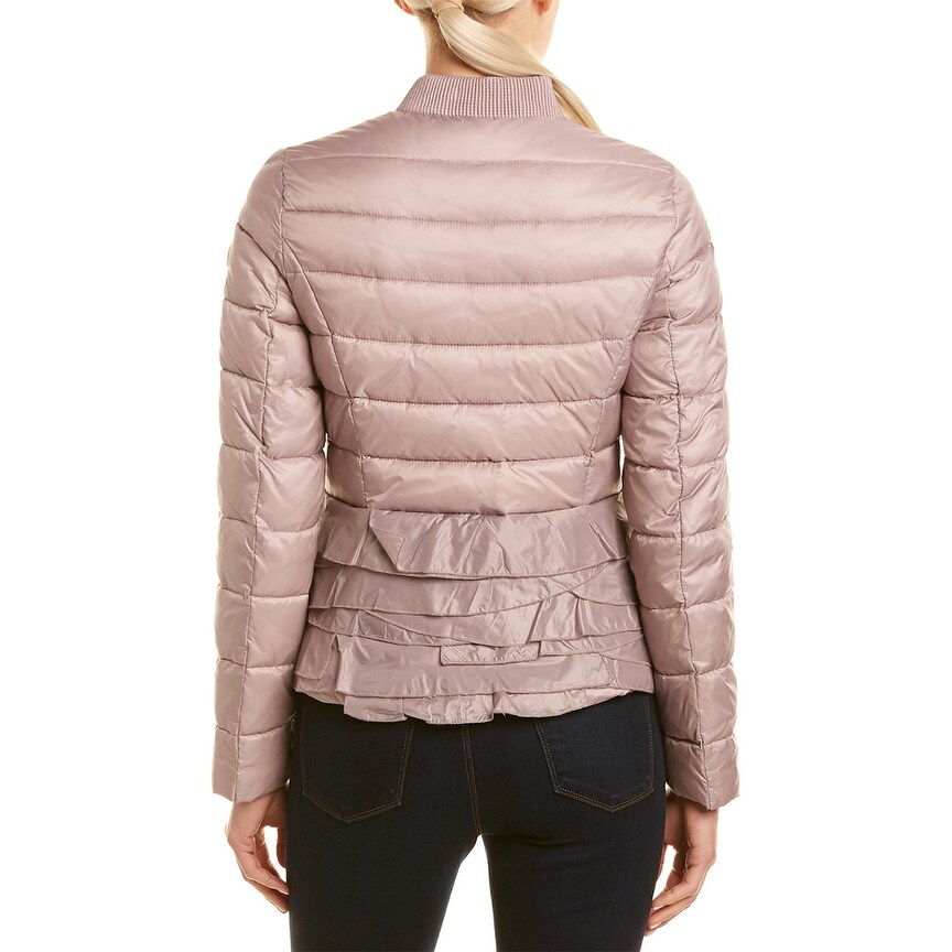 Tahari Womens Ruffled Bomber Jacket Grey XL
