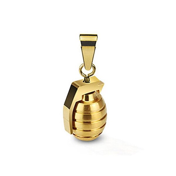 Stainless Steel Gold Plated Hand Grenade Pendant (13 mm Width)