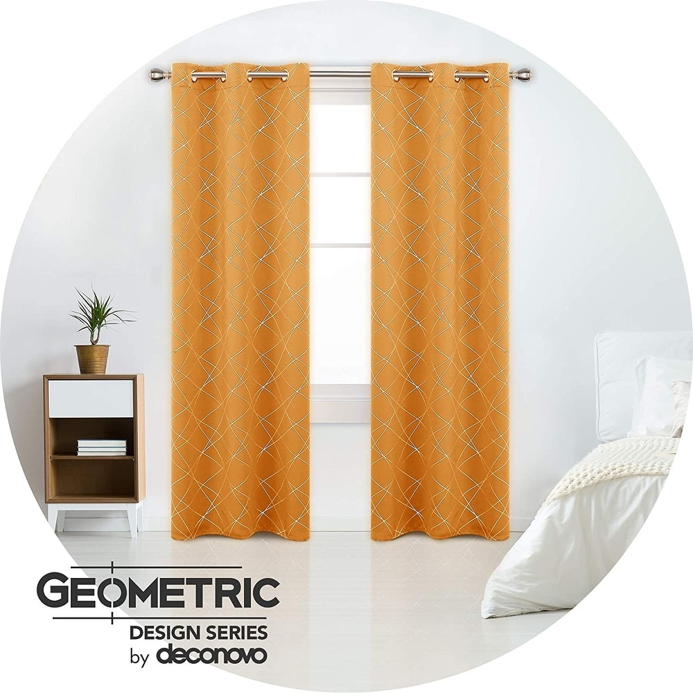 Deconovo Silver 42 Inch Geometric Curtain Panel Pair(2 Panel)