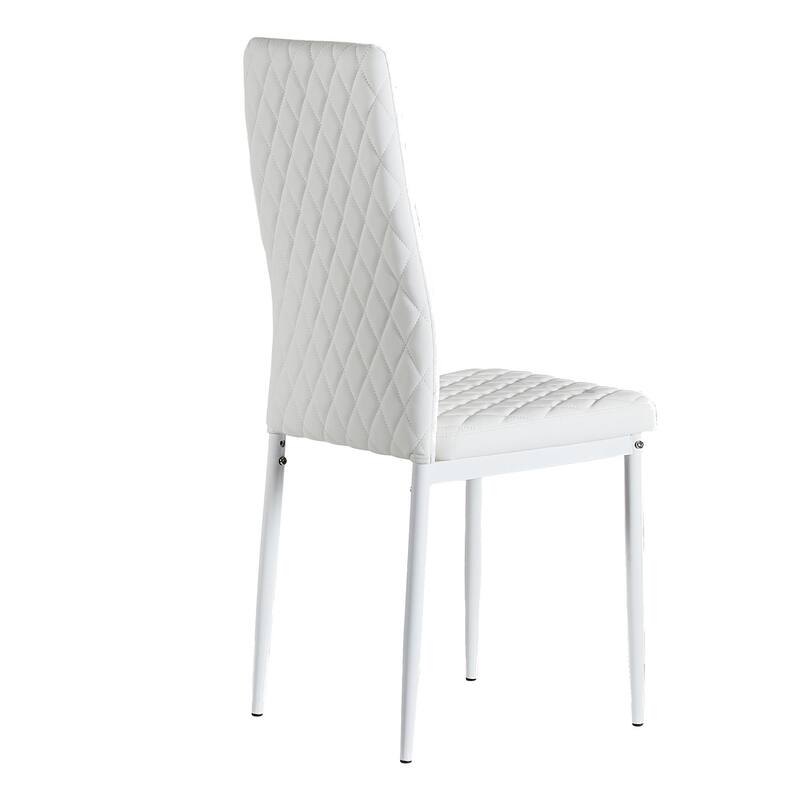 Set of 6 Faux Leather Dining Chairs Modern Sprayed Metal Frame
