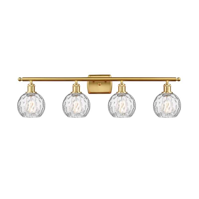 Innovations Lighting Athens Water Glass - 4 Light 36" Bath Vanity Light - 6"Shade - Satin Gold Finish/Clear Water Glass