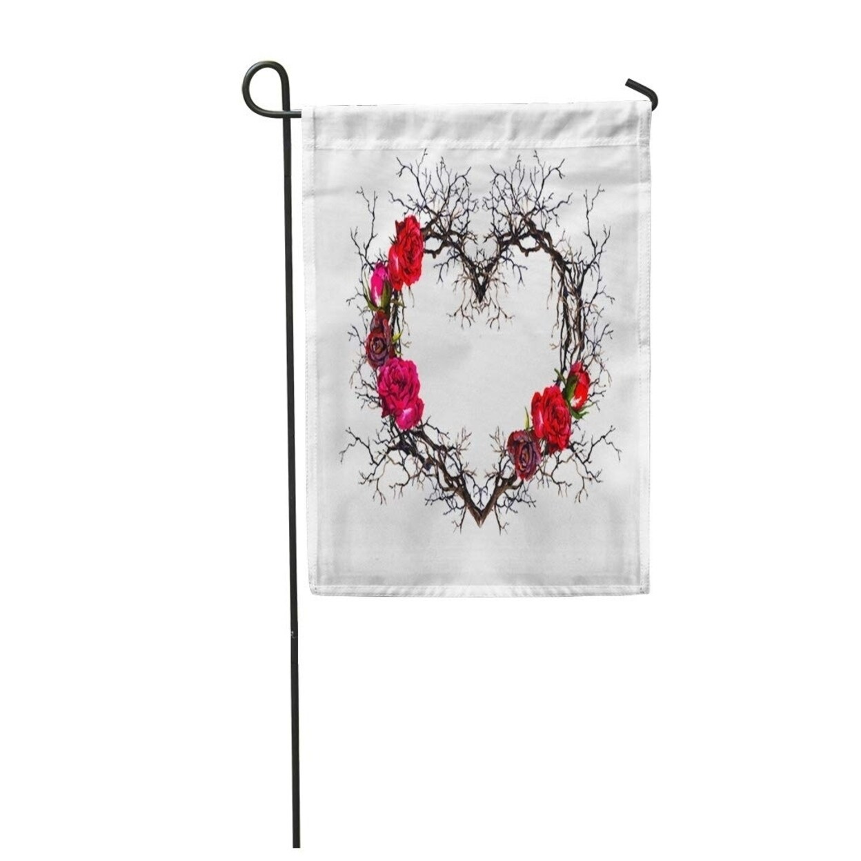 Shop Floral Wreath Heart Shape Twigs Rose Flowers Watercolor Garden Flag Decorative Flag House Banner 28x40 Inch Overstock 31385741