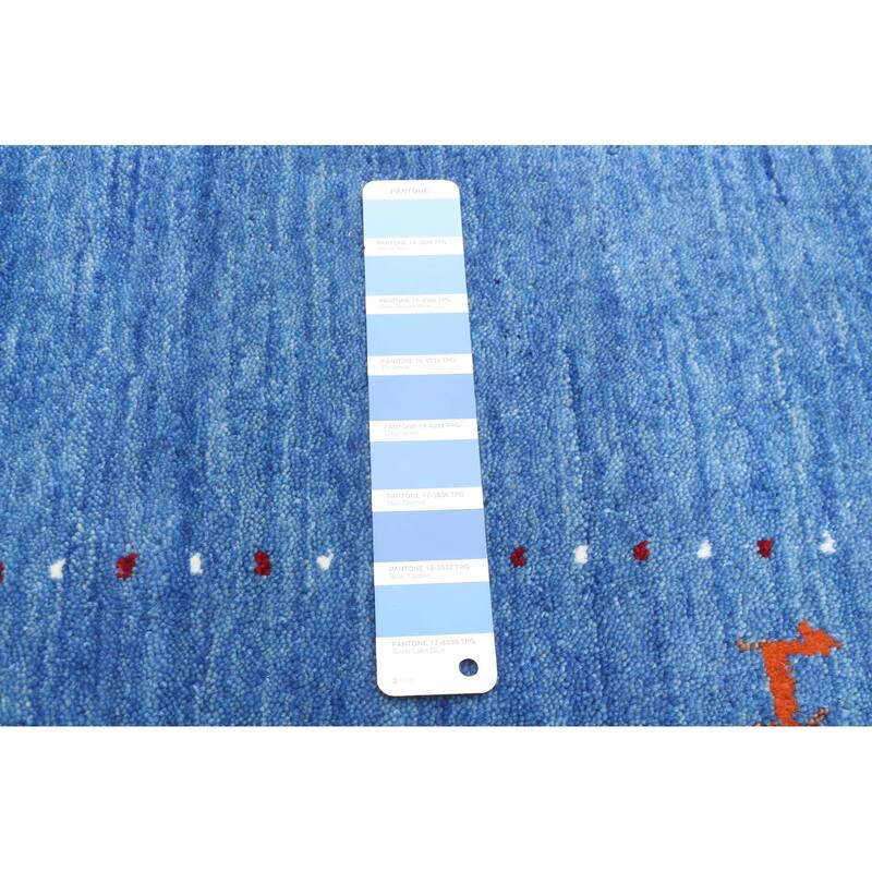 ECARPETGALLERY Hand Loomed Kashkuli Gabbeh Blue Wool Rug - 2'2 x 7'11