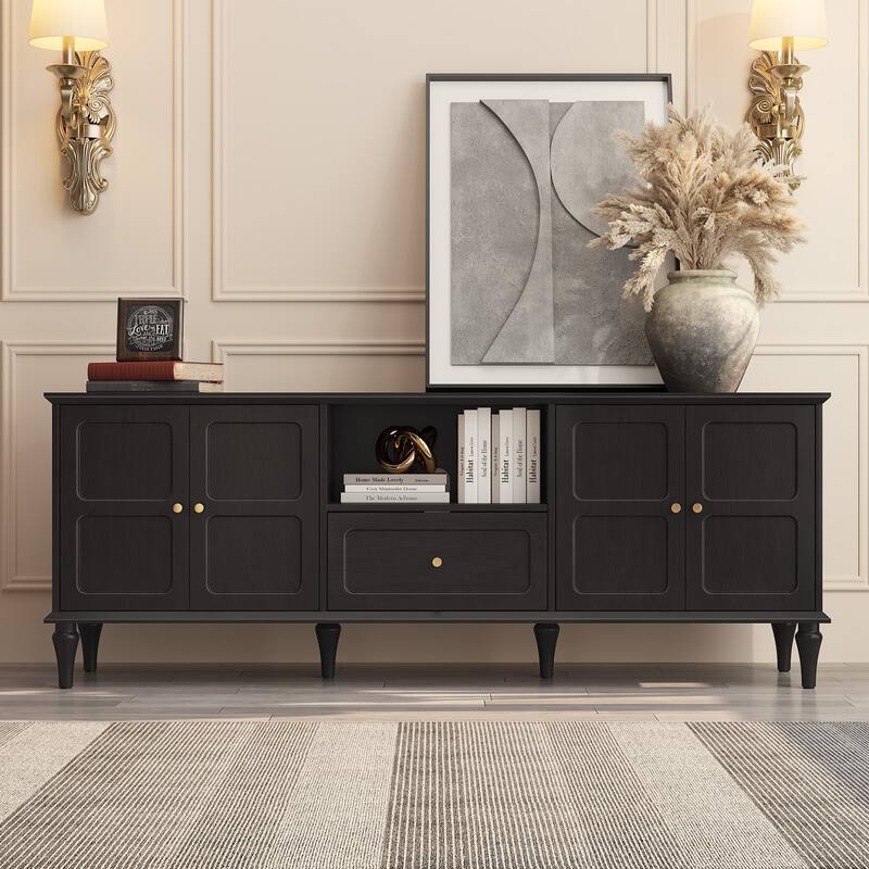 67" Mid-Century TV Stand for TVs up to 75", Black