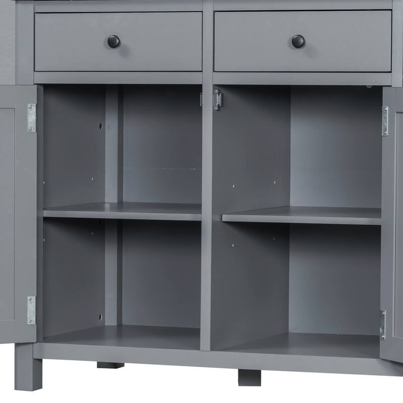 Farmhouse 74.8"Tall Freestanding Kitchen Pantry with Door Shelves,Adjustable Shelves, Pull-out Trays and Drawers