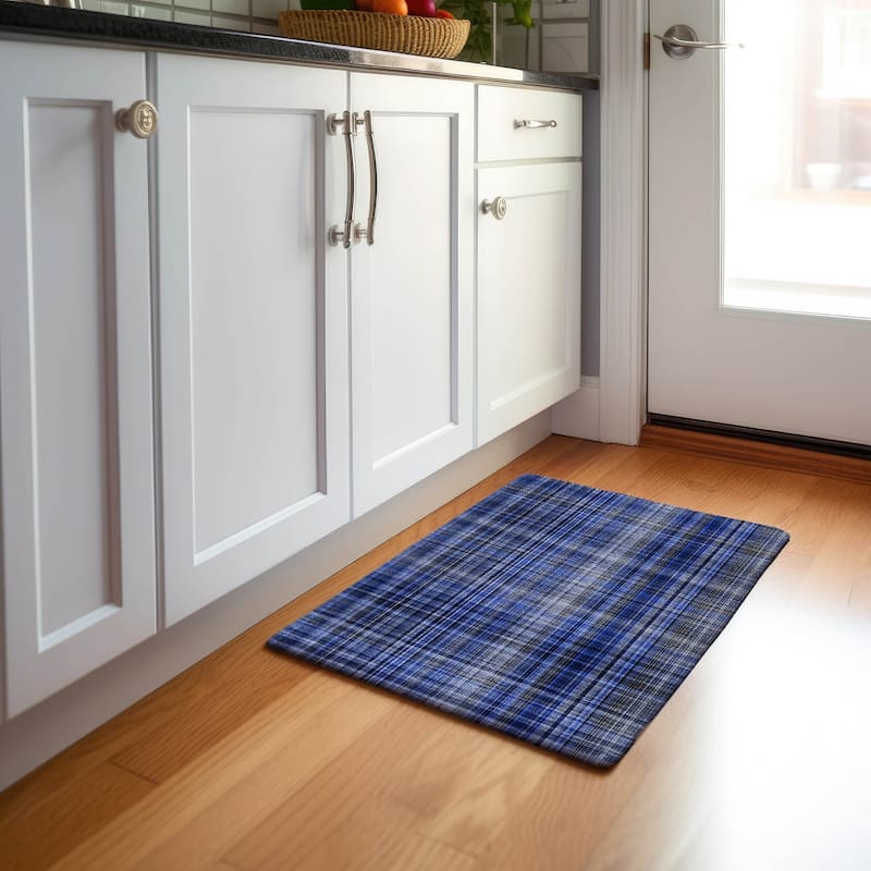 Premium Washable Super Soft Plaid Mayfield Rug - Navy - 1' 8" x 2' 6" - Rectangle