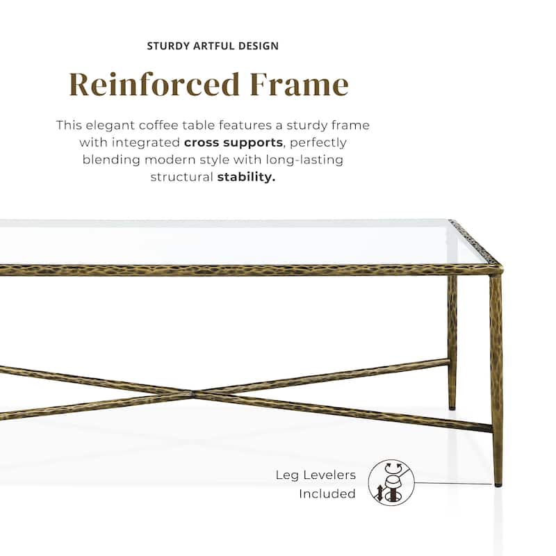 247 Shop At Home Lalia Modern Hammered Metal 3-Piece X-Brace Coffee Table Set