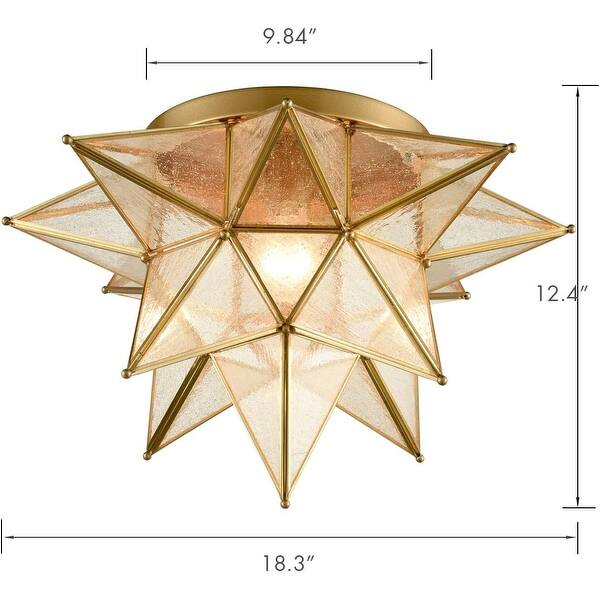 Boho Moroccan Seeded Glass Black Moravian Star Flush Mount Ceiling ...