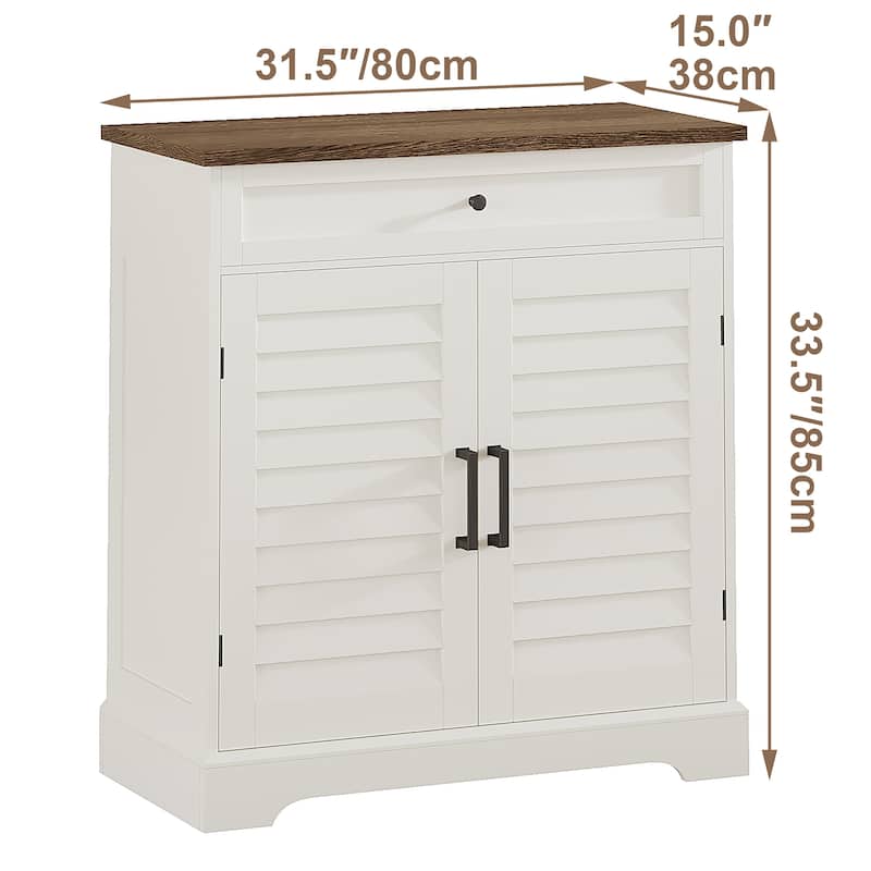 16 Pair Shoe Cabinet,Freestanding Entryway Storage Organizer with Drawer,Living Room, Bedroom, White