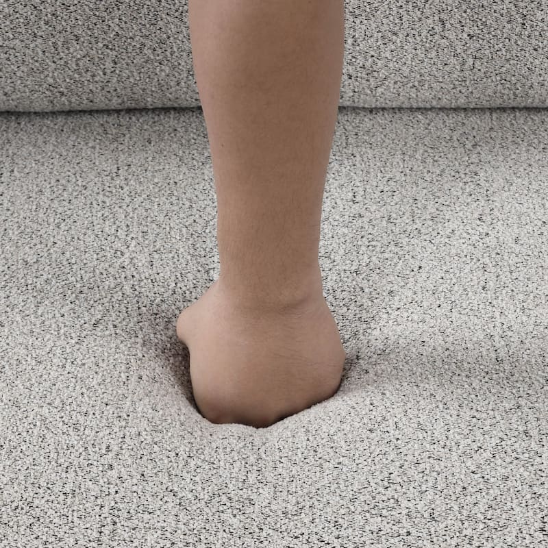 Furniture of America Loungi Modern Light Grey Chenille Power Recliner Sectional with Console and USB Ports