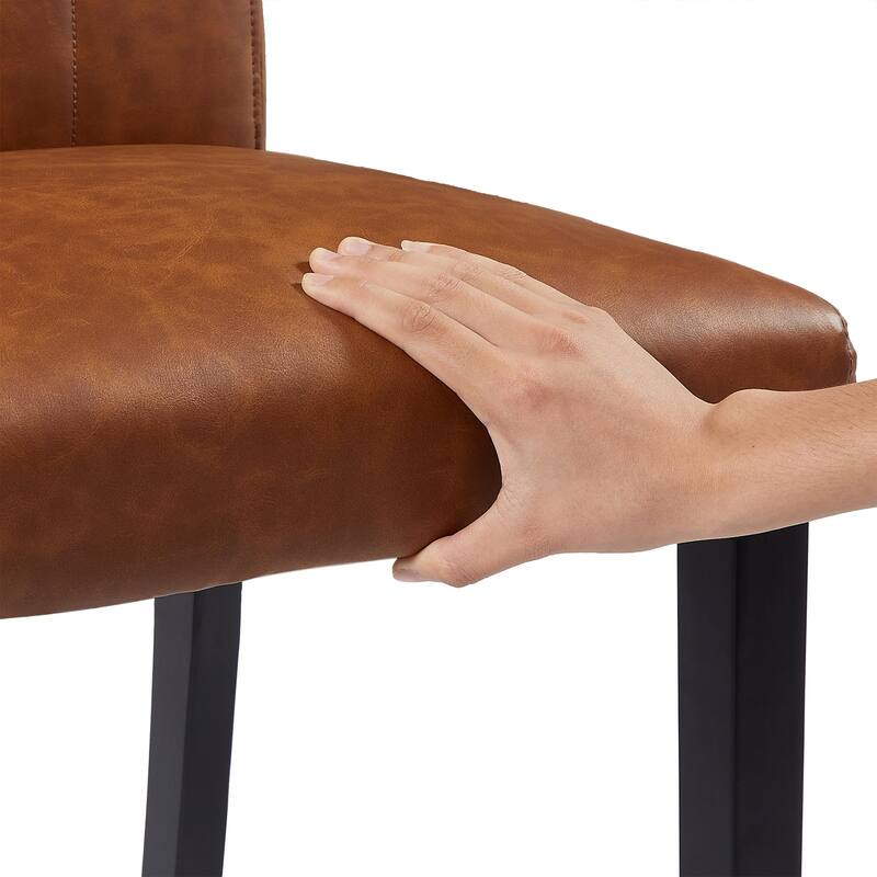 Javlergo Set of 2 High Back Dining Chairs PU Leather or Linen Upholstery Density Foam for Dining Room Kitchen Living Room