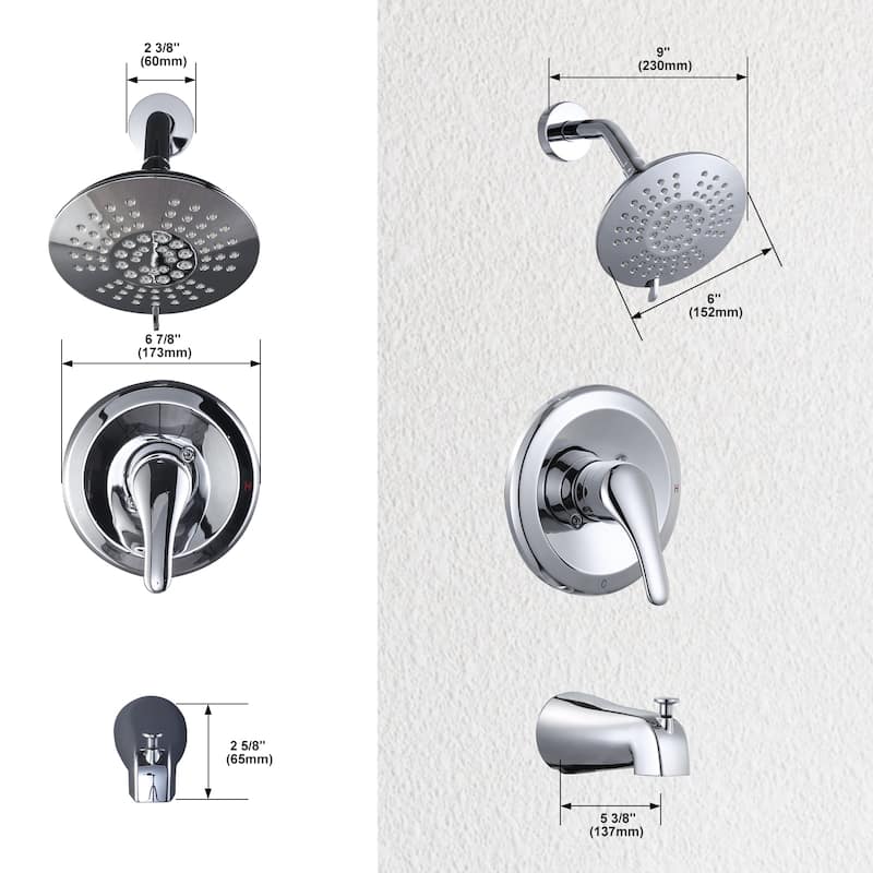 WOWOW Single Handle 5-Spray Shower Faucet with Tub Spout