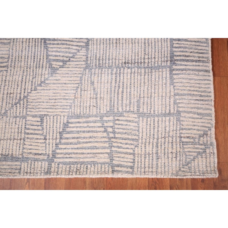 All-Over Modern Area Rug Handmade Abstract Wool Carpet - 5'4" x 7'6"