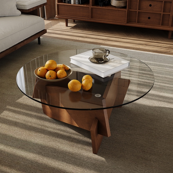 Modern Round Coffee Table for Living Room - Mid Century Center