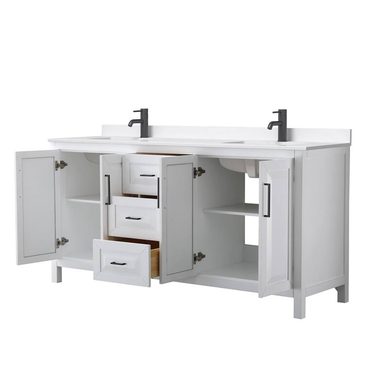 Daria 72-inch Double Vanity, Single Hole Quartz Top