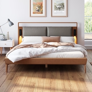 Christopher Knight Home -Barnett Leather Bed with LED Night Lights