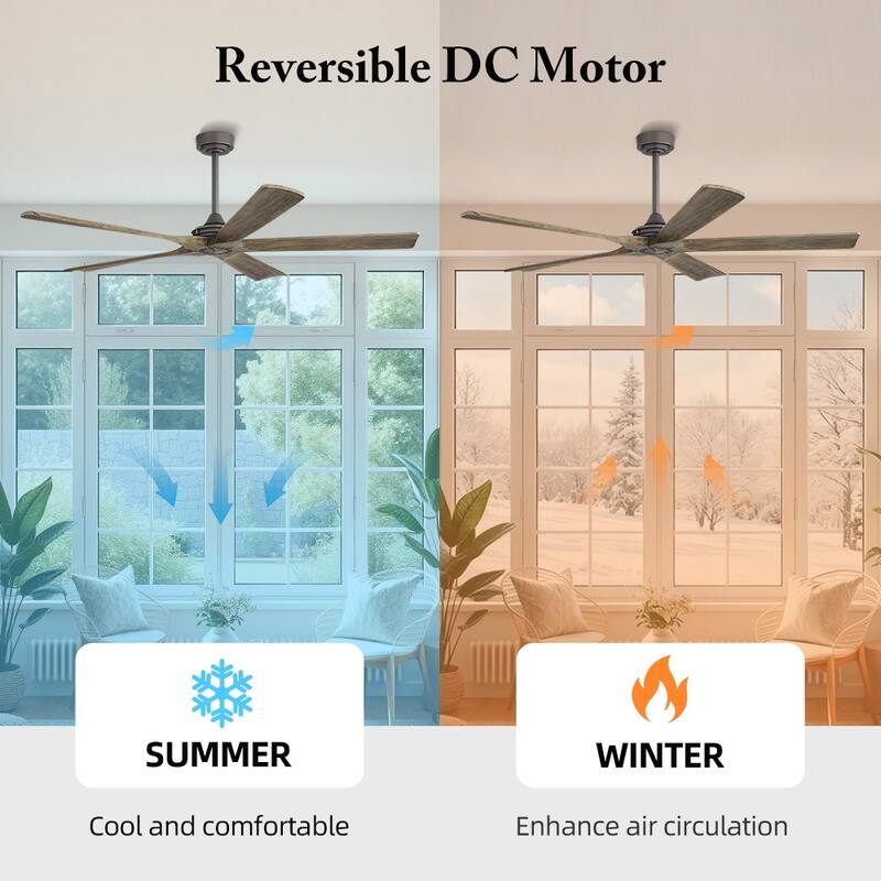 MLiAN 60 in 5-Soild Wood Blades Indoor Standard Ceiling Fan with Remote Down-Rod Mount