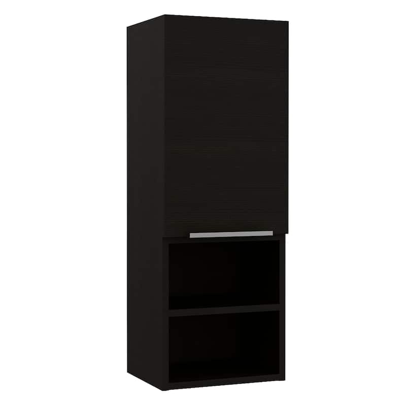 TUHOME Mila Wall-Mounted Bathroom Medicine Cabinet with Open & Closed Storage - Black