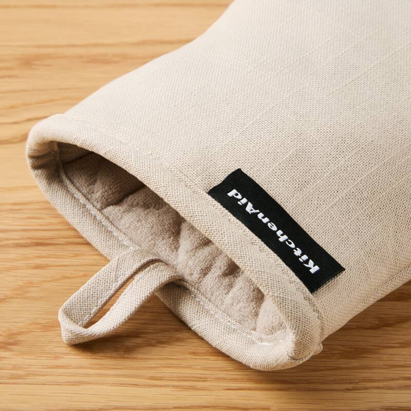 KITCHENAID Gourmet Series Gridlines Mini Oven Mitts 2-Pack Set, Heat Resistant up to 600°F, Soft Silicone Grip, Magnetic Cuff
