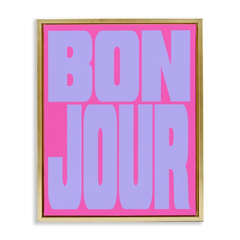 Stupell Bonjour Pink & Blue Framed Floater Canvas Wall Art Design By House of Lulu - 25 x 31 - Gold