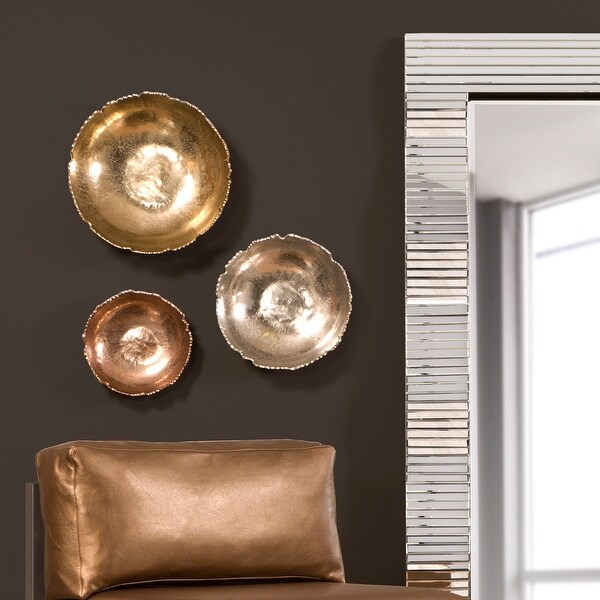Silver Orchid Round Decorative Broken Edge Metal Bowl On Sale