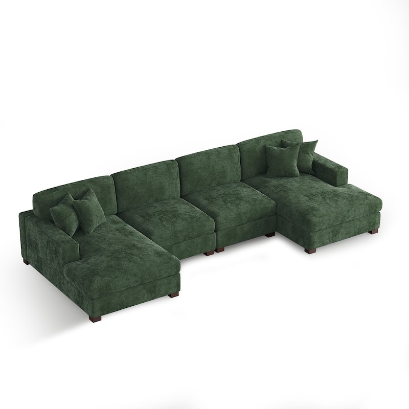Modern Upholstered Chenille Modular Sectional Sofa with 2 Chaise