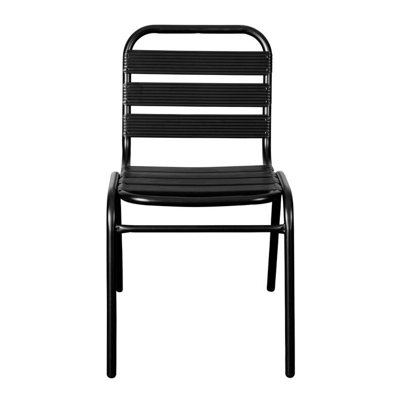 Commercial Aluminum Indoor-Outdoor Restaurant Stack Chair with Triple Slat Back