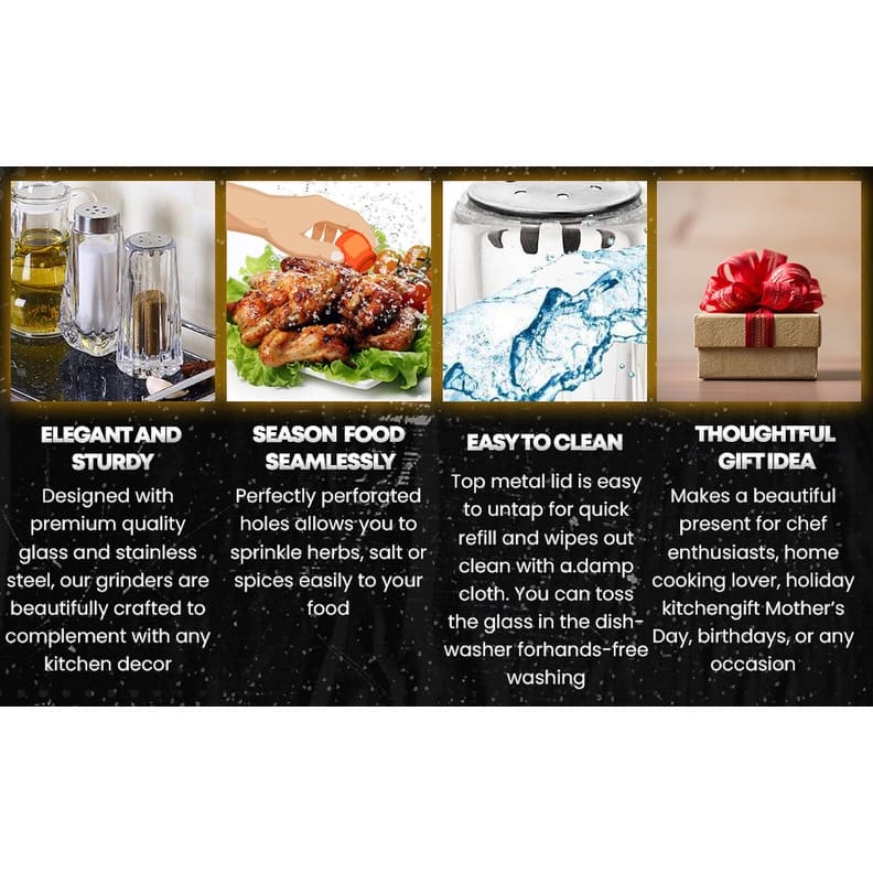 YBM Home Salt and Pepper Shakers Acrylic with Stainless Steel Lid, 1231