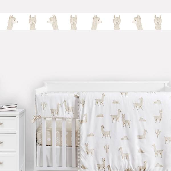 slide 2 of 3, Boho Llama Wallpaper Wall Border - Gender Neutral Beige Taupe Tan White Bohemian Southwest Aztec Watercolor Mountain Farmhouse