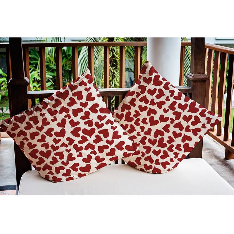 Patterned Hearts Valentine's Day Decorative Indoor/Outdoor Pillow