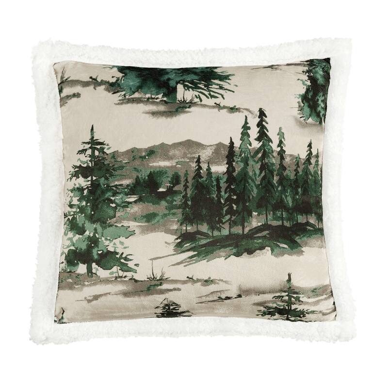 Indigo Hill by HiEnd Accents Campfire Sherpa Fleece Decorative Pillow, 18"x18"