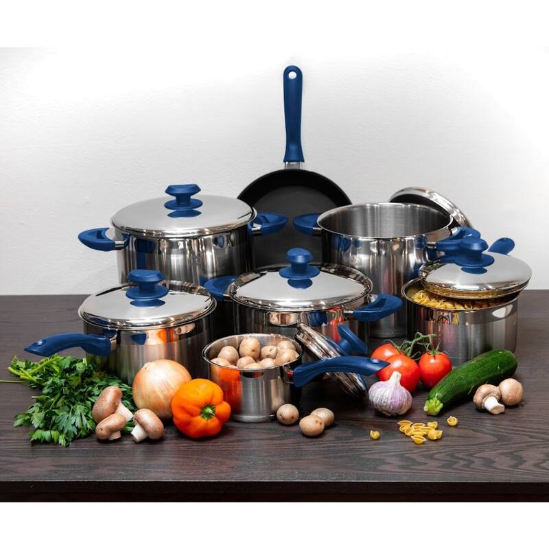 YBM Home 18/10 Tri-Ply Stainless Steel Cookware Set Induction Compatible