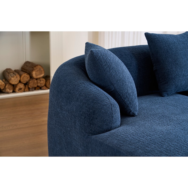 98.4" Chenille L-Shaped 3-Seater Sofa with Chaise Lounge and 4 Pillows